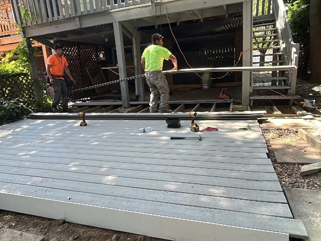 Trex decking installation in progress