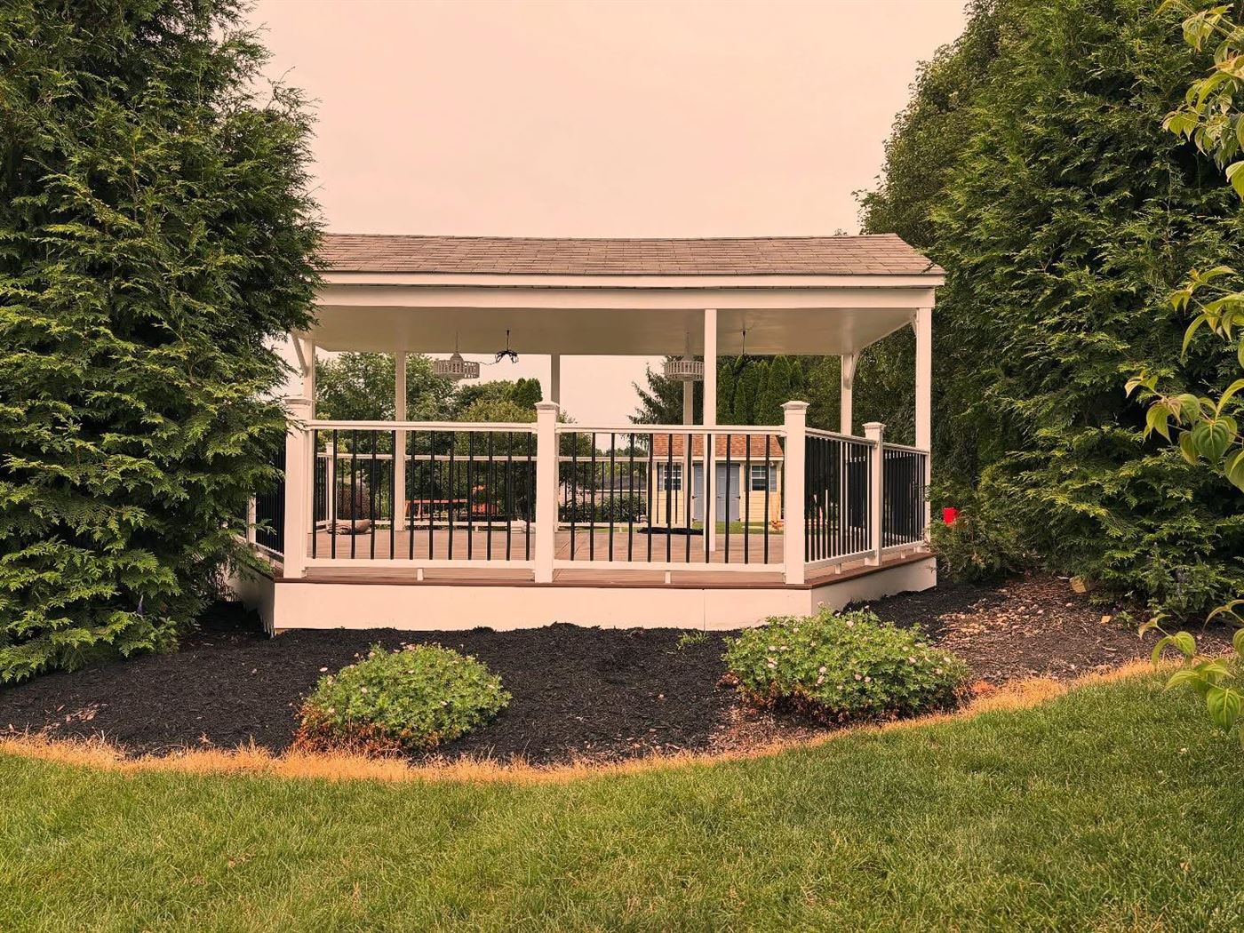 Composite railing detail on a TimberTech porch