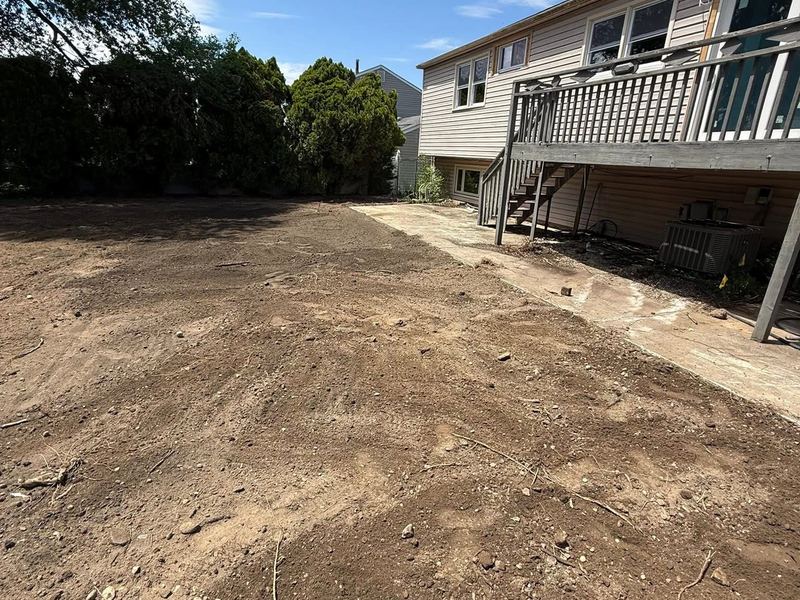 Clean graded backyard after pool removal