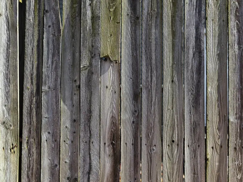 Weathered gray wood privacy fence boards