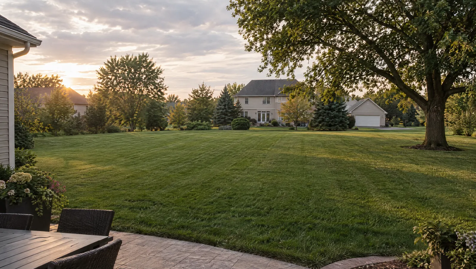 An open backyard in Lake County with no fence yet