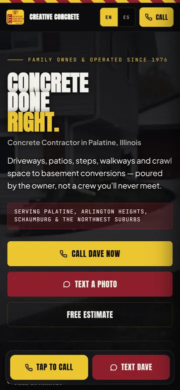 The same site on a phone
