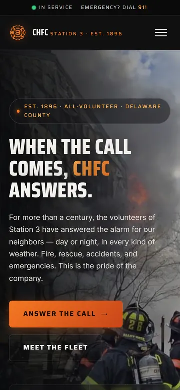The same first screen on a phone, with Answer the Call above the fold